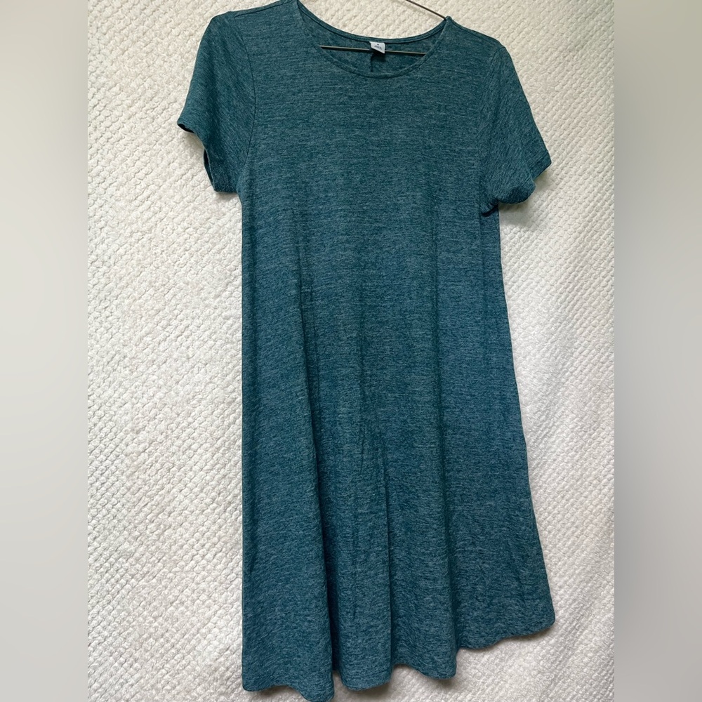 Old Navy Womens Teal T-shirt Dress Linen Blend Flowy Loose Fit Casual Medium
